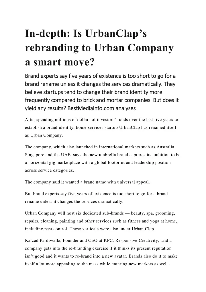 in depth is urbanclap s rebranding to urban