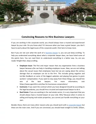 Convincing Reasons to Hire Business Lawyers