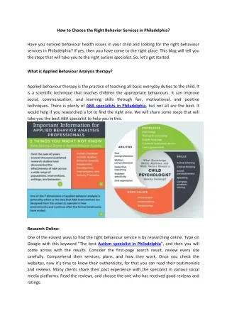 how to choose the right behavior services