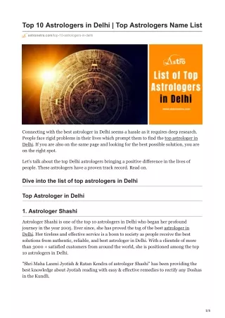 Top 10 Astrologers in Delhi | Top Astrologers Name List