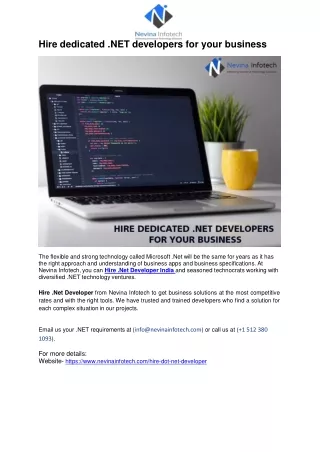 hire dedicated net developers for your business