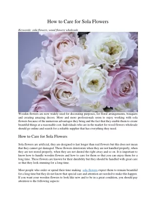 how to care for sola flowers