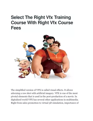 Select The Right Vfx Training Course With Right Vfx Course Fees