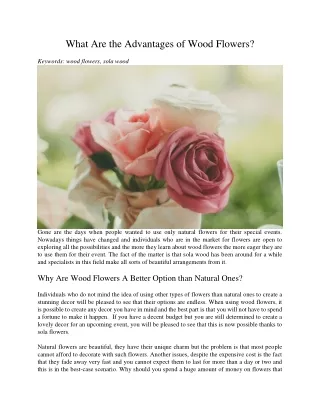 what are the advantages of wood flowers keywords
