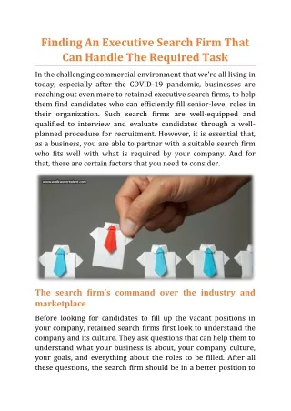 finding an executive search firm that can handle