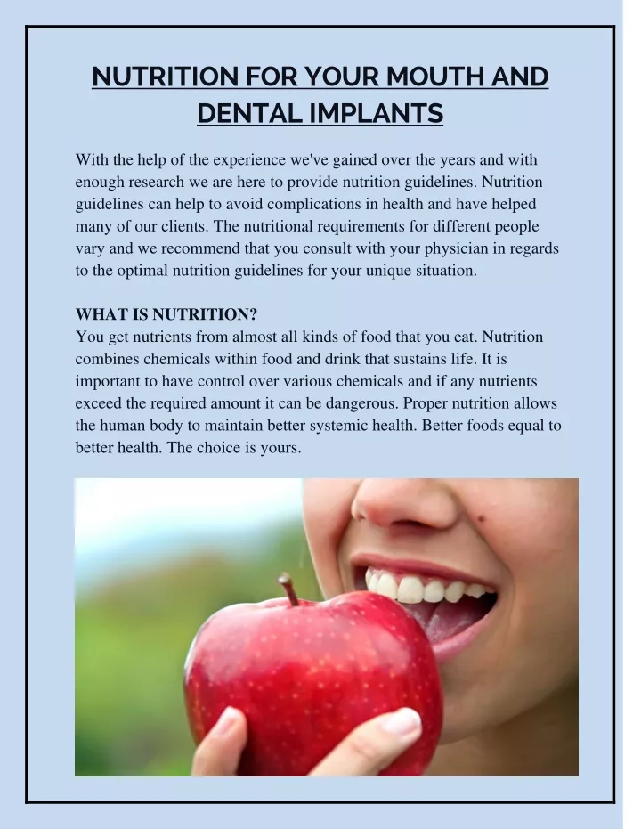 nutrition for your mouth and dental implants