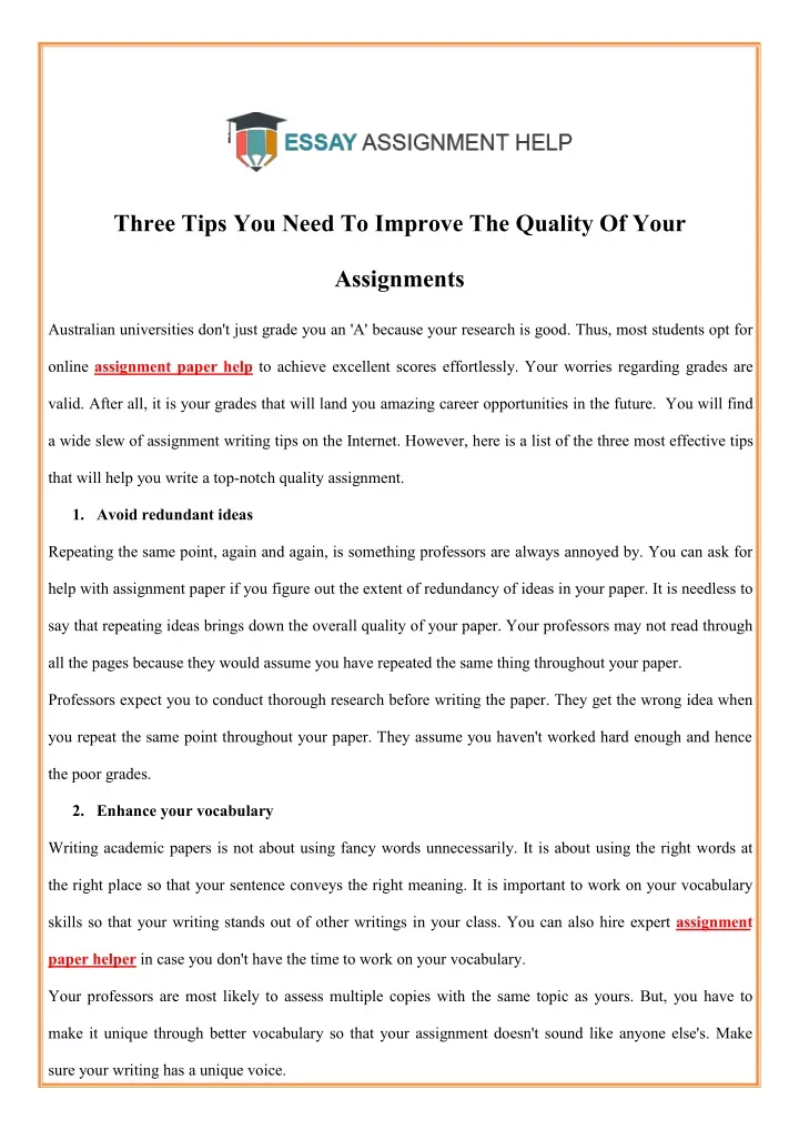 three tips you need to improve the quality of your