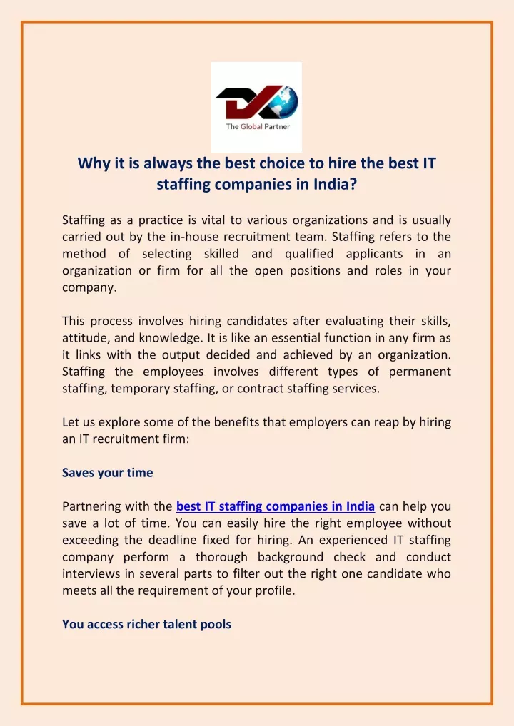 why it is always the best choice to hire the best