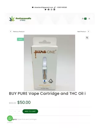 Buy Pure Vape Cartridge and THC Oil Online - Exoticscannabisstore