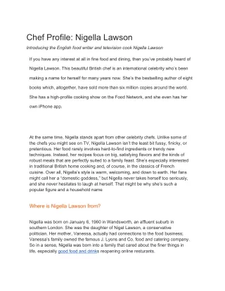 Chef Profile: Nigella Lawson