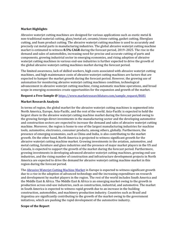 Abrasive Waterjet Cutting Machine Market Research Report - Global Forecast till 2025