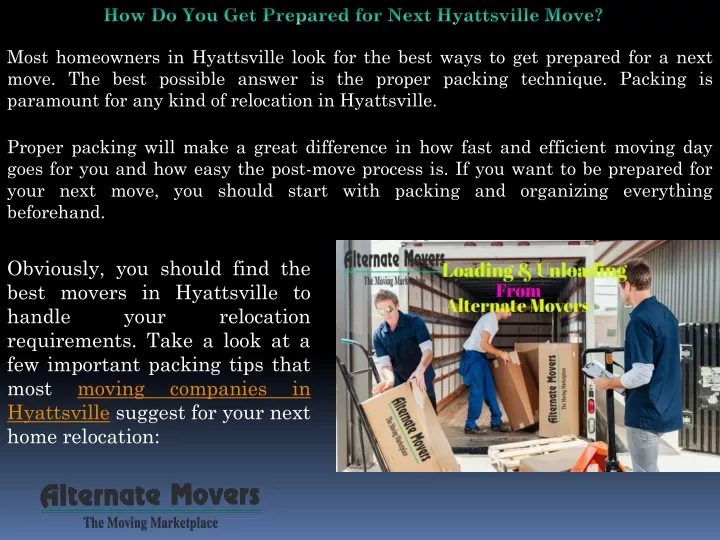 how do you get prepared for next hyattsville move