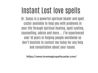 Instant Lost love spells