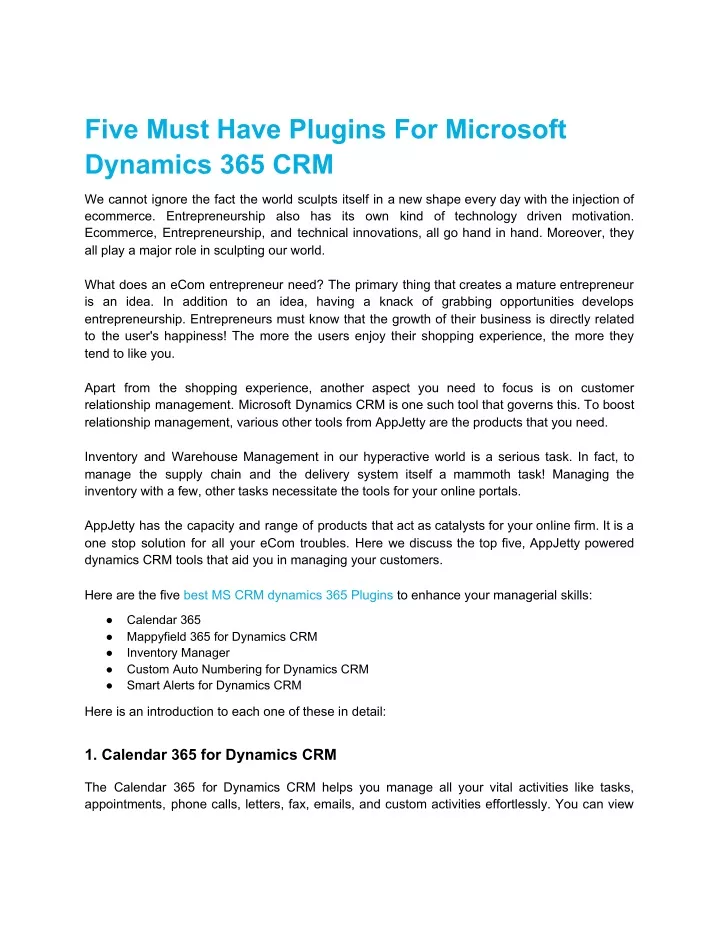 five must have plugins for microsoft dynamics