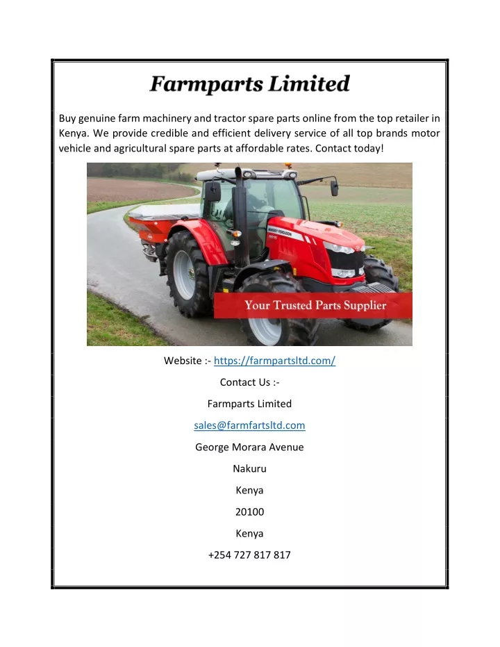 buy genuine farm machinery and tractor spare