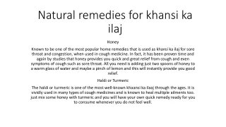 natural remedies for khansi ka ilaj