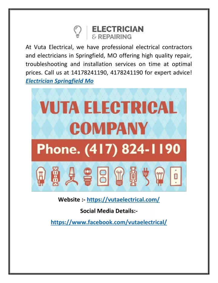 at vuta electrical we have professional