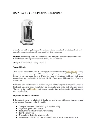 how to buy the perfect blender