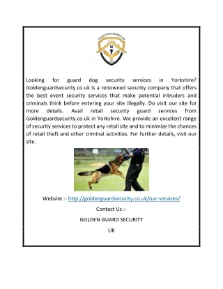 Security Dog Services Yorkshire | Goldenguardsecurity.co.uk