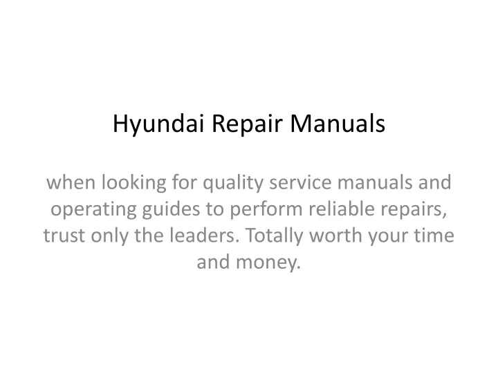 hyundai repair manuals