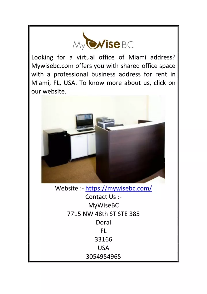 looking for a virtual office of miami address