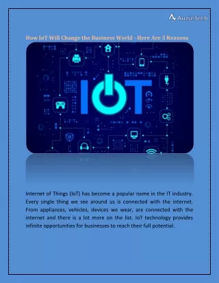 How IoT Will Change the Business World - Here Are 5 Reasons - Auzietechs