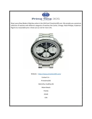 Shop Luxury New Modern Watches Online in USA | Primetime305.com