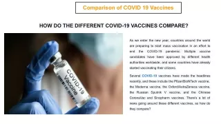 Comparison of COVID 19 Vaccines