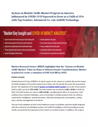 system on module som market progress in america