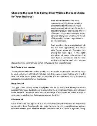 choosing the best wide format inks which