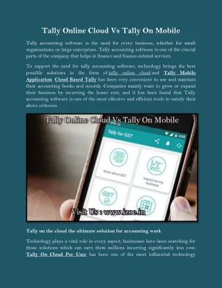 tally online cloud vs tally on mobile