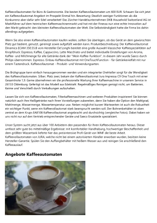 Kaffeevollautomat Zwei Kaffeesorten - Eine Übersicht - 2020