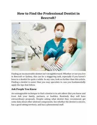 how to find the professional dentist in beecroft