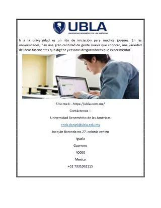 Licenciatura en Psicología en Guerrero I UBLA - Universidad Benemérito de las Américas