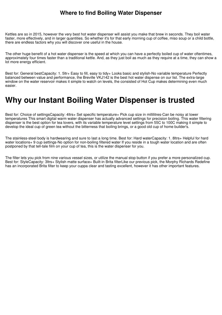 where to find boiling water dispenser