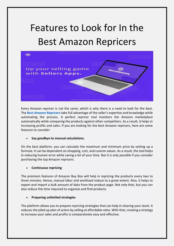 features to look for in the best amazon repricers