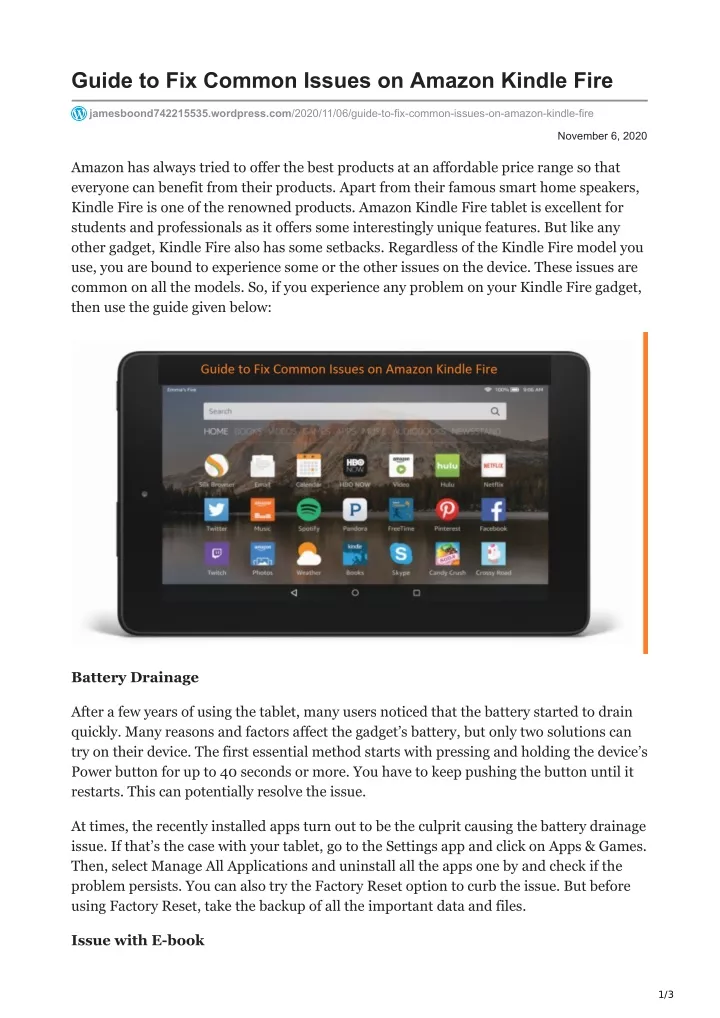 guide to fix common issues on amazon kindle fire