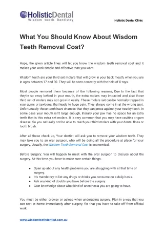 What You Should Know About Wisdom Teeth Removal Cost?