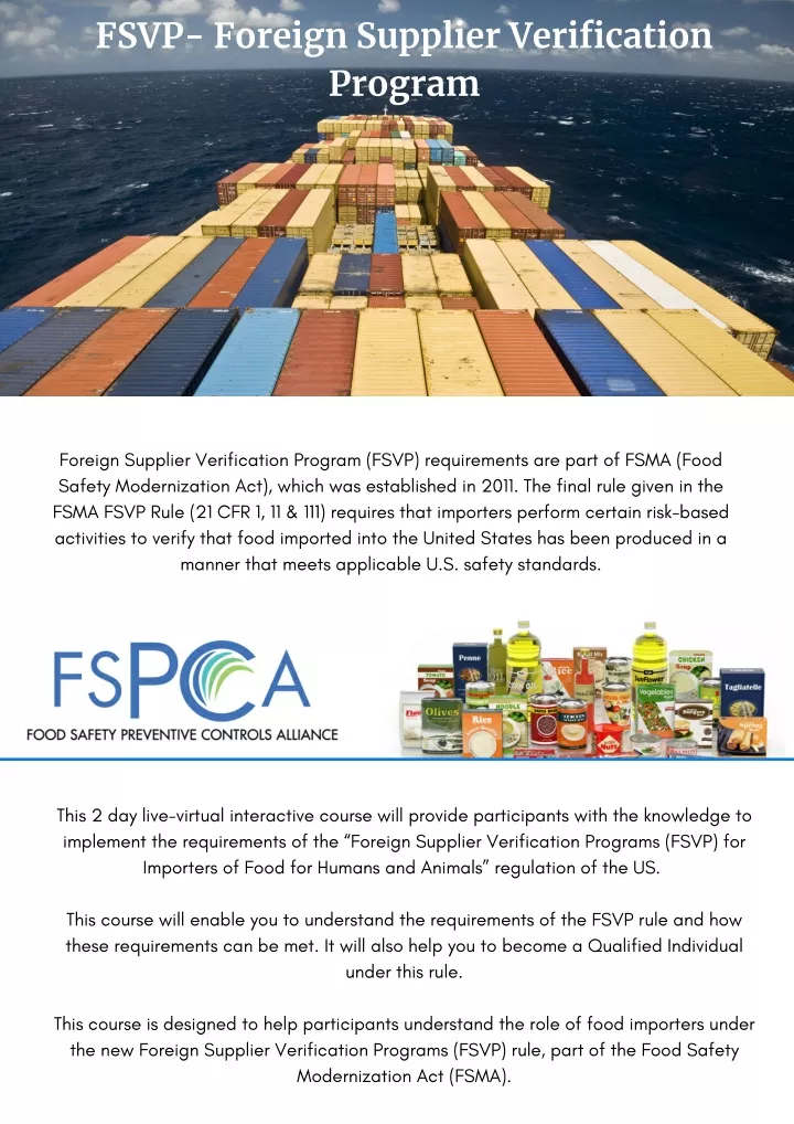 fsvp foreign supplier verification program