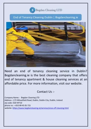End of Tenancy Cleaning Dublin | Bogdancleaning.ie