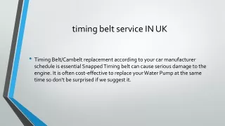 Timing belt Service in UK