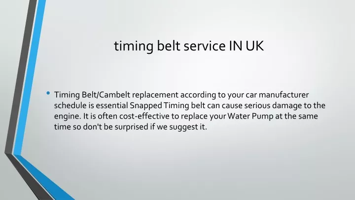 timing belt service in uk