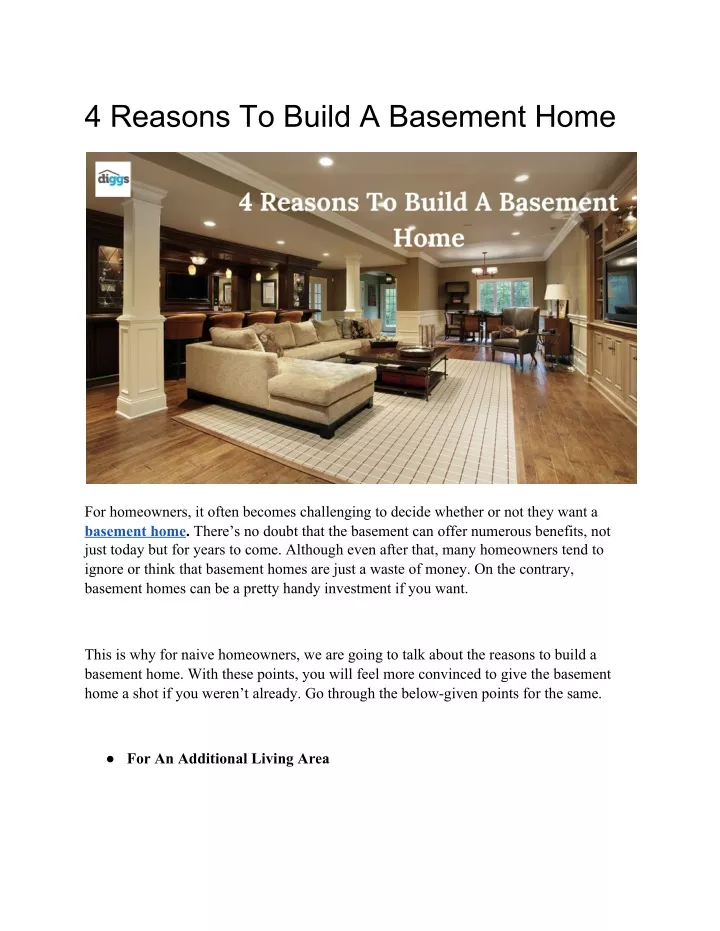 4 reasons to build a basement home