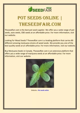 Pot Seeds Online | Theseedfair.com