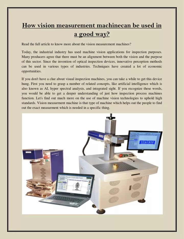 how vision measurement machinecan be used