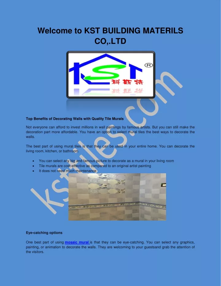 welcome to kst building materils co ltd