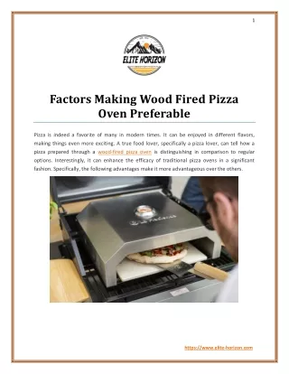 Factors Making Wood Fired Pizza Oven Preferable