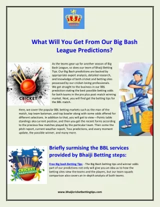 What Will You Get From Our Big Bash League Predictions?