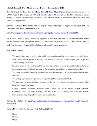 global reusable face mask market report forecasts