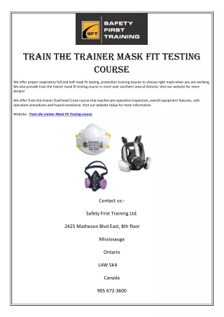train the trainer mask fit testing course